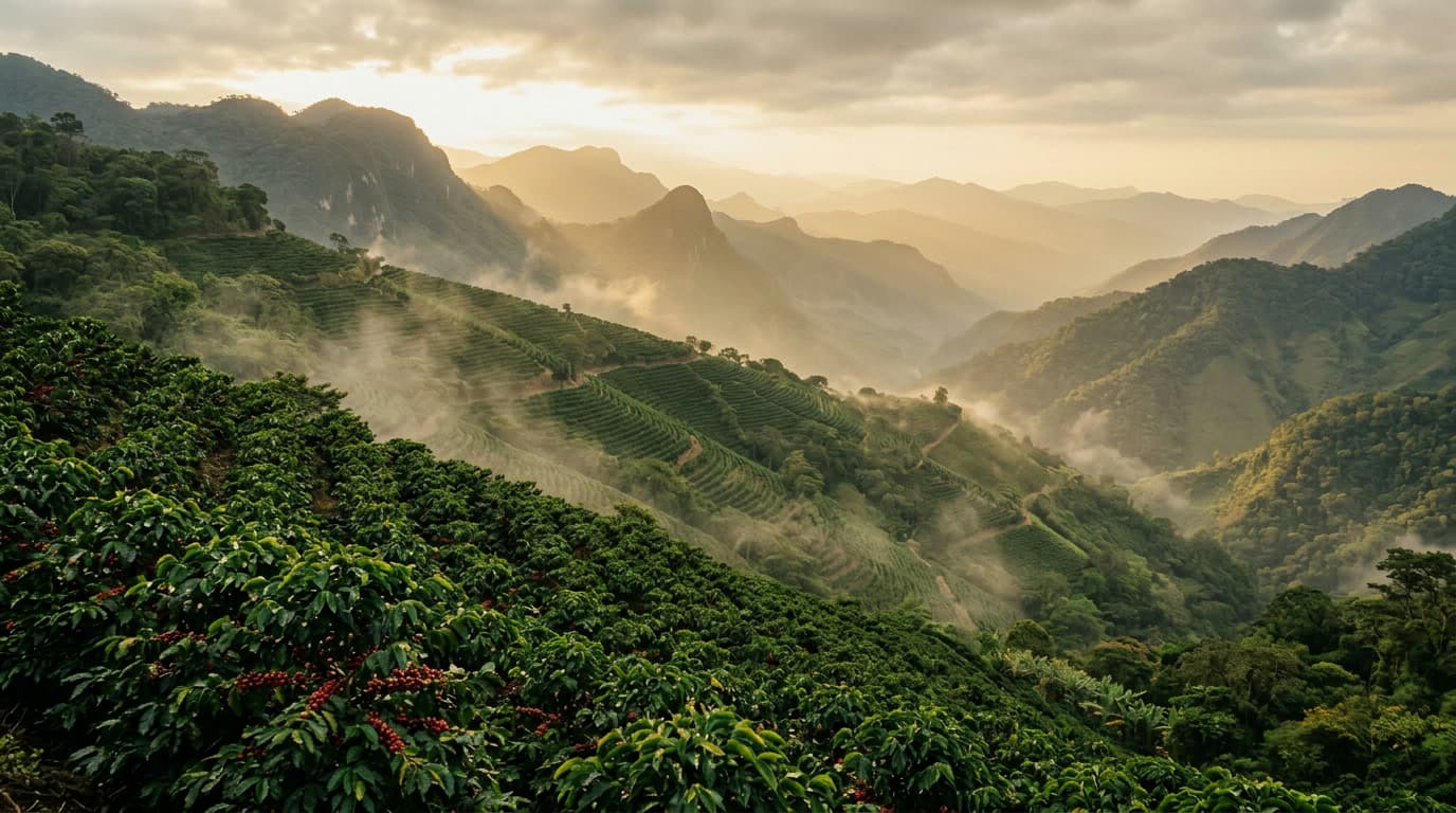 The highlands — Chiapas coffee grows on high slopes, where the bean ripens slowly and gains its character.
